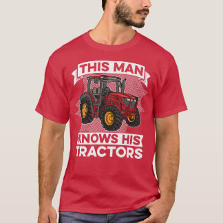 T-shirt Mens This Man Knows His Tractors Farm Farmer Farm