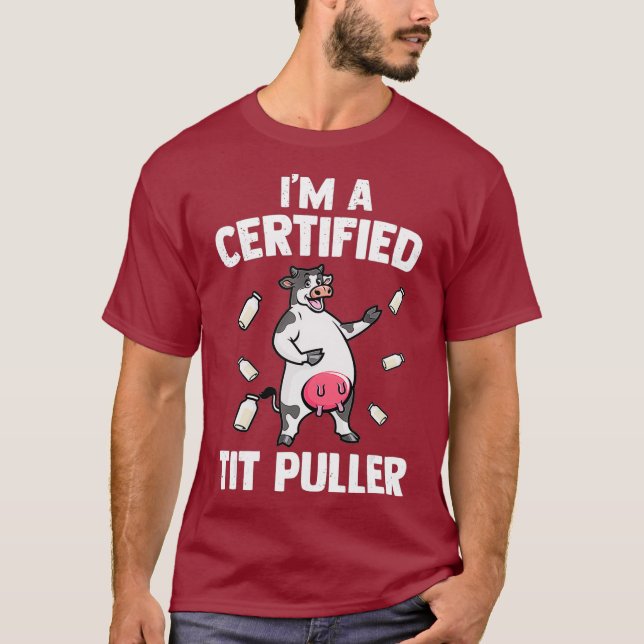 T-shirt Mens Tit Puller Vache Militant Agriculture Animaux (Devant)
