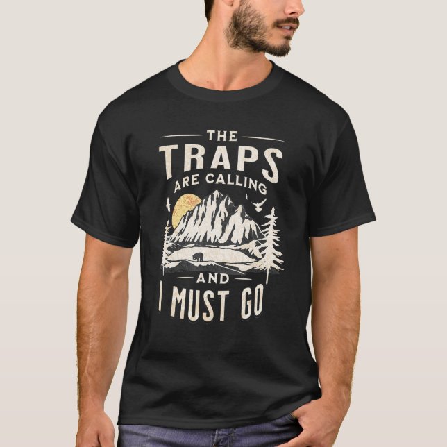 T-shirt Mens Trapping Trapper Hunting Fur Trade Hunting (Devant)