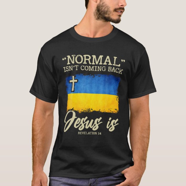 T-shirt Mens Ukrainien Drapeau National Sous Dieu Jésus Uk (Devant)