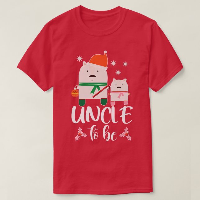 T-shirt Mens Uncle To Be Polar Bear Christmas Baby Shower  (Design devant)
