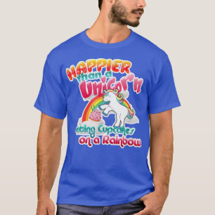T-shirt Mens Unicorn mange des petits gâteaux sur une lico