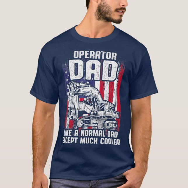 T-shirt Mens US Drapeau lourd Excavateur d'équipement lour (Devant)