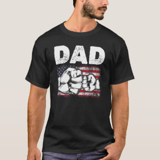 T-shirt Mens Us Drapeau Papa & Son Fist Bump Patriotique P