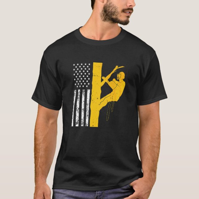 T-shirt Mens Us Flag Tree Climat (Devant)