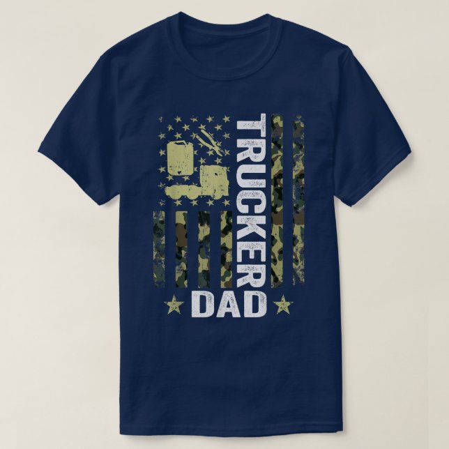 T-shirt Mens USA Drapeau Camoue Trucker Papa Patriotique P (Design devant)