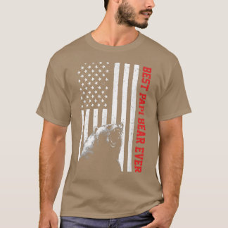 T-shirt Mens USA Flag Best Papi Bear Ever Vintage Funny140
