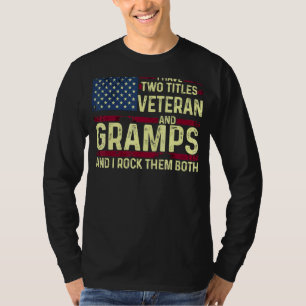 T-shirt Mens Usa J'Ai Deux Titres Vétéran Et Gramps I Ro