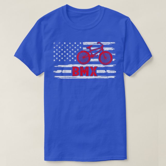 T-shirt Mens Vélo Stunt Racing USA Drapeau BMX Rider  (Design devant)