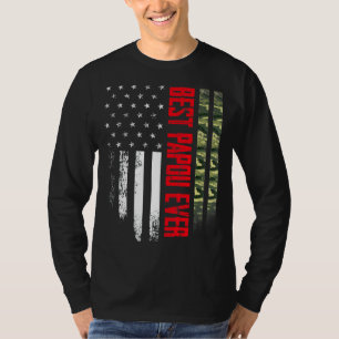T-shirt Mens Vintage Best Papou Ever Camo American Flag Di