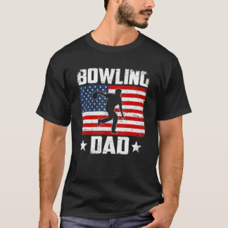 T-shirt Mens Vintage Bowling Papa Us Drapeau Distressed Sp