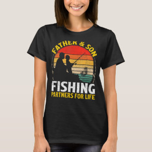T-shirt Mens Vintage Retro Père et son partenaires de pêch