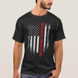 T-shirt Mens Vintage US American Flag Mécanical Engineer