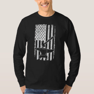 T-shirt Mens Vintage Us Drapeau Patriotique American Black