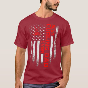 T-shirt Mens Vintage USA American Drapeau Best Curling Pap