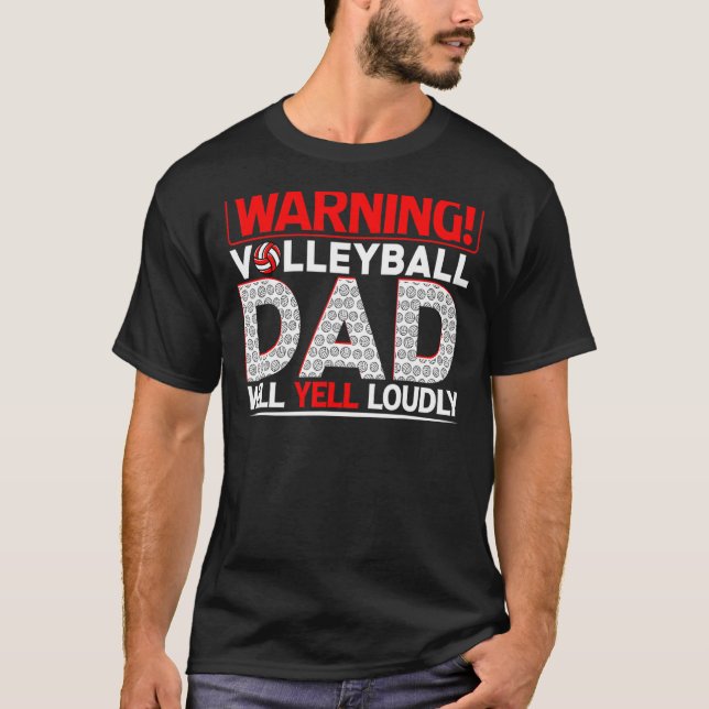T-shirt Mens Volleyball Papa Avertissement Papa Va hurler  (Devant)