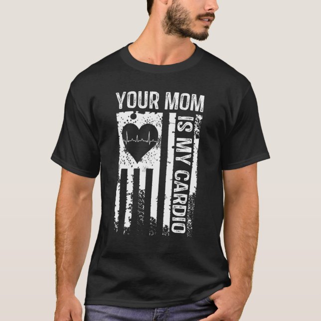T-shirt Mens Votre Maman Est Mon Cardio Heartbeat I Heart  (Devant)