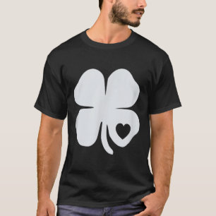 T-shirt Mens White Shamrock Heart irlandais Jour de la Sai