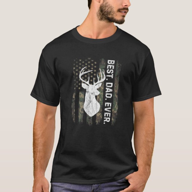 T-shirt Mens Whitetail Buck Deer Camouflage USA Drapeau me (Devant)