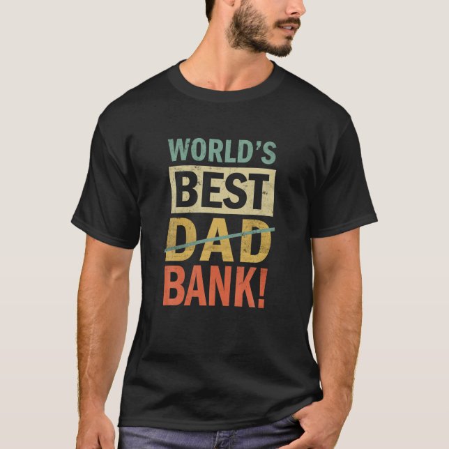 T-shirt Mens Worlds Best Bank Papa Plaisanter Funny Père D (Devant)