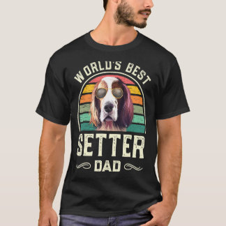 T-shirt Mens Worlds Best Setter Papa Irlandais Rouge Et Bl