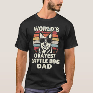 T-shirt Mens Worlds Okayest Chien de bétail papa Vintage R