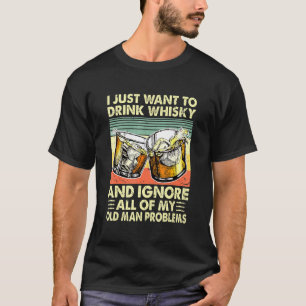 T-shirt Mens X22 Rétro Je Bois Whiskey Ignorer Tout De Vie