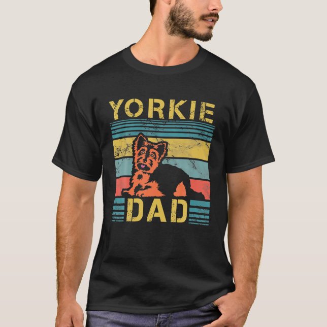 T-shirt Mens Yorkie Papa Amoureux des chiens Fête des père (Devant)