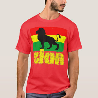 T-shirt Mens Zion Lion of Judah Red Green Yellow Rasta Col