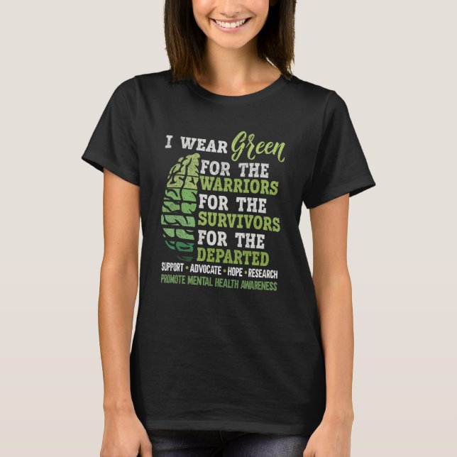 T-shirt Mental Health Awareness Matters Support I Wear Gre (Devant)