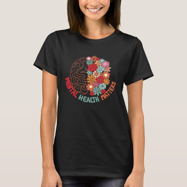 T-shirt Mental Health Matters Brain Flower Awareness Kid M (Devant)