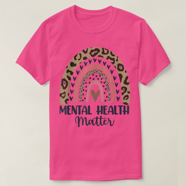 T-shirt Mental Health Matters Leopard Print Boho Rainbow A (Design devant)