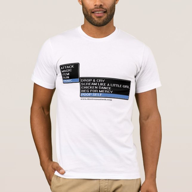 T-shirt Menu de bataille de 8 bits RPG (Devant)