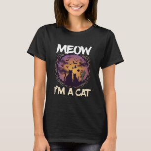 T-shirt Meow Am Cat Halloween Night Witch Pumpkin_1