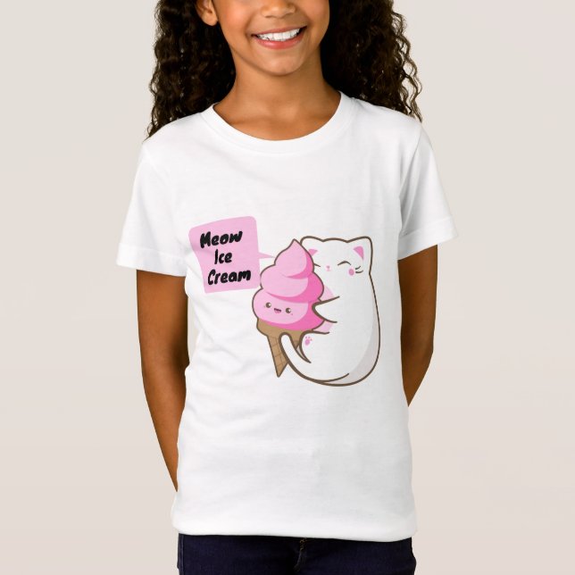 T-Shirt Meow Cat Love Glace Cream (Devant)