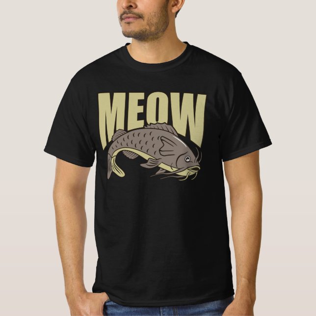 T-shirt Meow Catfish Drôle Pêche Poisson Lover Retro (Devant)