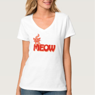 T-shirt Meow chat graphique rouge orange