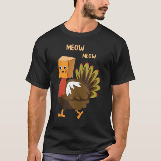 T-shirt Meow Fake Cat  Family Matching Thanksgiving Turkey (Devant)