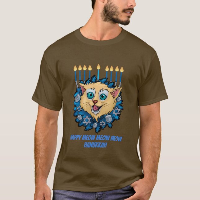T-shirt Meow heureux Hanoukka (Devant)