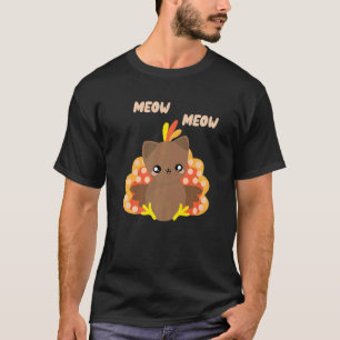 T-shirt Meow je suis chat de Thanksgiving chat dinde Faux 