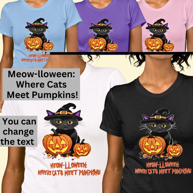 T-shirt MEOW LLOWEEN Chats Rencontrez Citrouille (Créateur téléchargé)