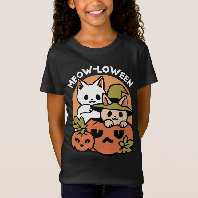 T-Shirt Meow-Loween - Festive Halloween Conception de chat (Devant)