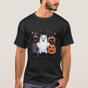 T-shirt Meow-loween Saison effrayante Chats noirs Sorcière