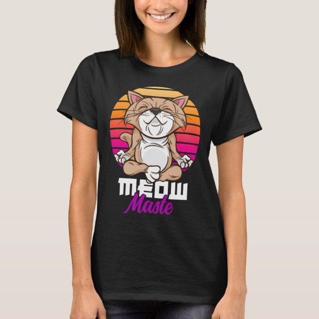 T-shirt Meow Maste  Yoga Chat Namasté (Devant)