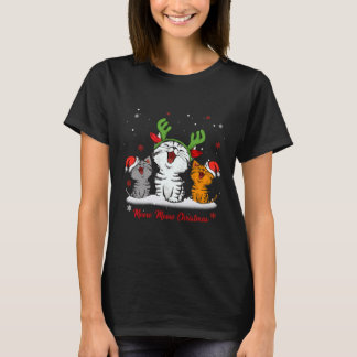 T-shirt Meow Meow Christmas Cat Wear Reindeer