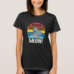 T-shirt MEOW Retro Vintage britannique Shorthair Chat Cute