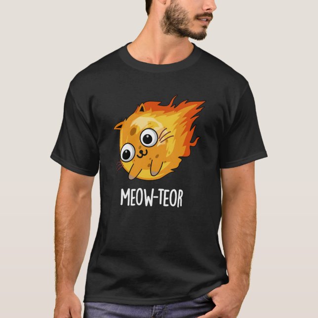 T-shirt Meow-teor Funny Meteor Pun Dark BG (Devant)