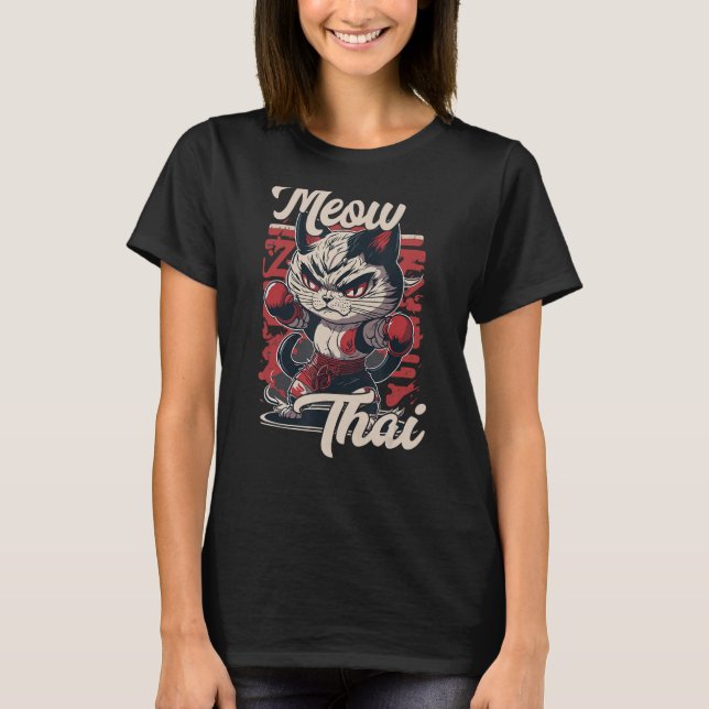 T-shirt Meow Thai Fighter Chat Muay Thai Boxe Chat 1 (Devant)