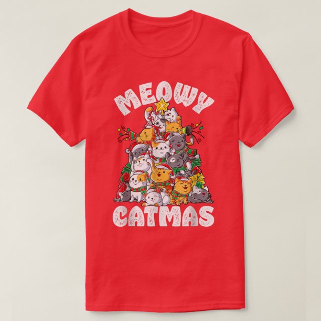 T-shirt Meowa Catmas Chat Noël Arbre de Noël (Design devant)