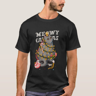 T-shirt Meowa Catmas Chat Noël Arbre de Noël Filles Garçon